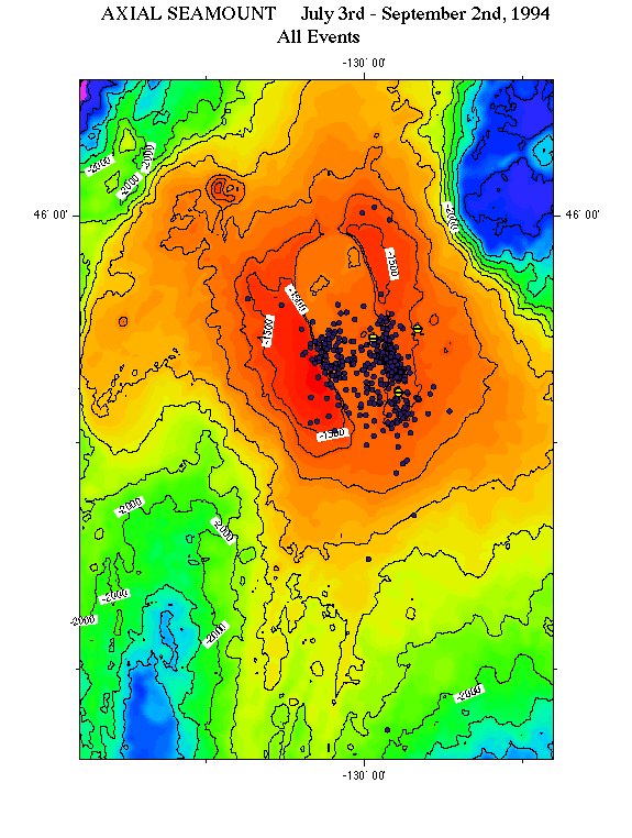 Axial Seamount, all events. July 3 - September 2, 1994