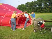 Inflating the balloon.