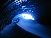 An ice cave at Loudwater Cove on Anvers Island, near the Atlantic Peninsula.