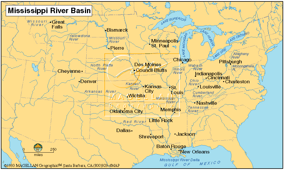 mississippi river map. Mississippi River Basin