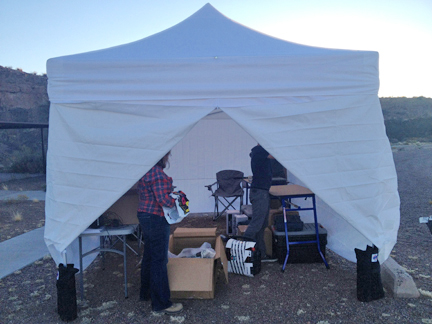 LacCore, core handling tent