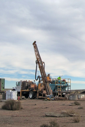 Drill rig set up to drill