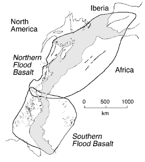 image of dikes and basalt in Pangea