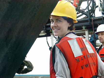 maya tolstoy on board the r/v ewing