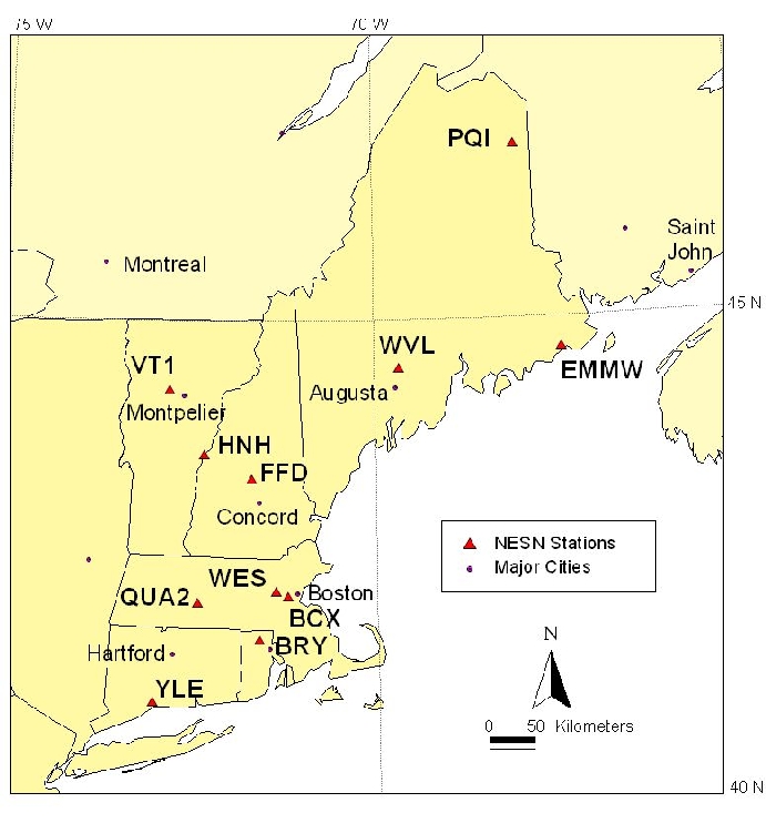 Map of NESN Stations