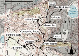 Map of routes and landmarks