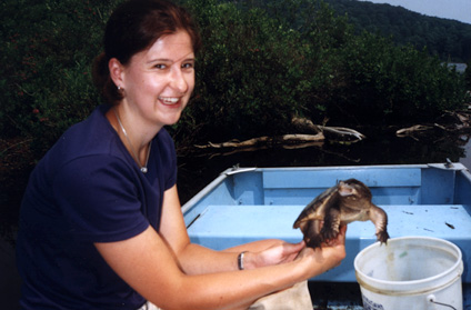 Photo of Krista and turtle.