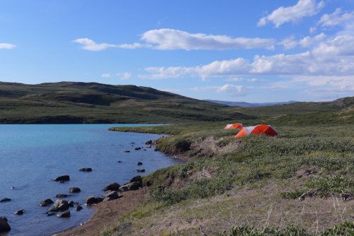 Campsite on the lake edge