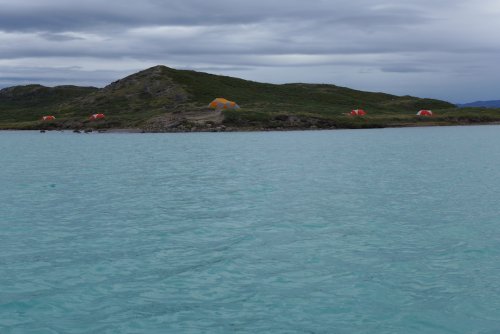 Tents along the waterfront