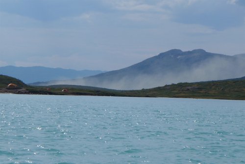 Wind blowing dust around camp