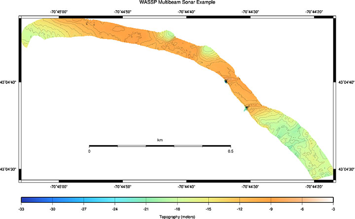 WASSP Bathymetry contoured