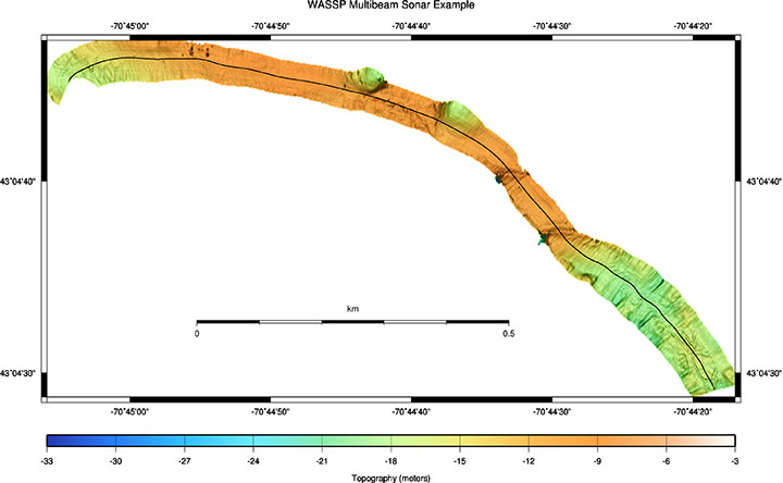 WASSP Bathymetry Slope Shaded With Navigation