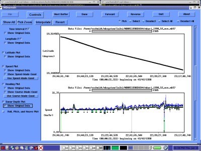 MBnavedit Latitude and Speed Plots
