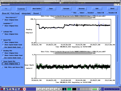 MBnavedit Heading and Sonar Depth Plots
