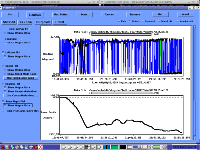 MBnavedit Towed Sonar Heading and Depth Plots