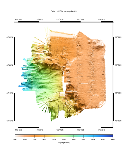 Shaded Relief Color Bathymetry Plot