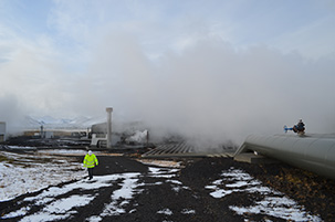 Iceland's Hellisheidi geothermal power plant is the world's largest. It is cleaner than those run on fossil fuels, but still emits carbon dioxide by venting volcanic gases.