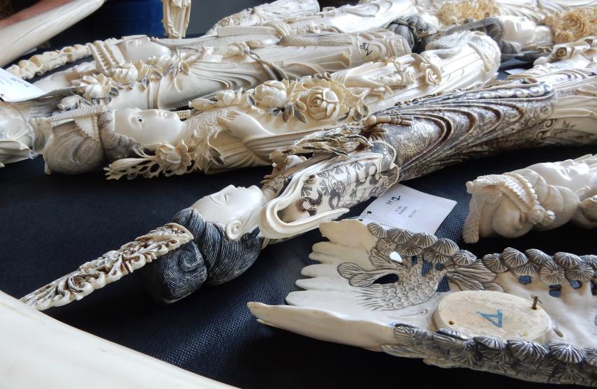 Despite a strict ban on ivory trafficking in NY, these pieces were found for sale in 2016. Despite a strict ban on ivory trafficking in NY, these pieces were found for sale in 2016.