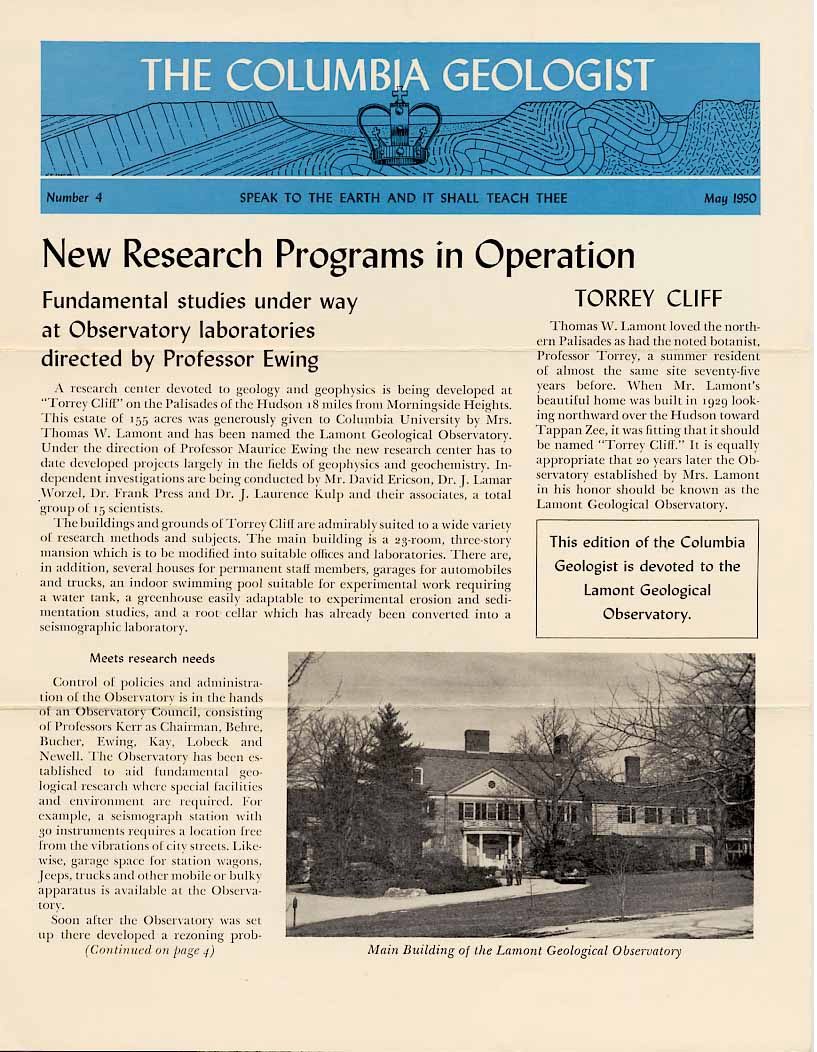 History of Lamont LamontDoherty Earth Observatory