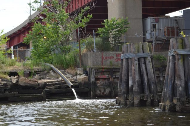 Toothpaste, soap, sunscreen and other everyday products often contain microbeads, which wash unfiltered into nearby waters. Here, water drains into Newtown Creek, a heavily polluted channel that divides Brooklyn and Queens.