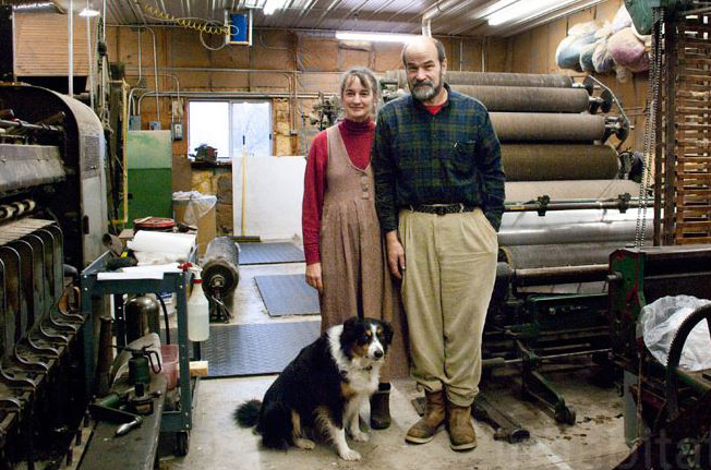 Jay Ardai and Suzanne O'Hara in the woolen mill they restored near Genoa, N.Y. after Ardai retired. Photo courtesy of Amanda Silvana Coen.