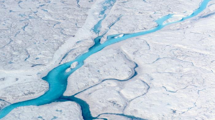 Rivers of meltwater runoff on the greenland ice sheet. M. Tedesco/Columbia University