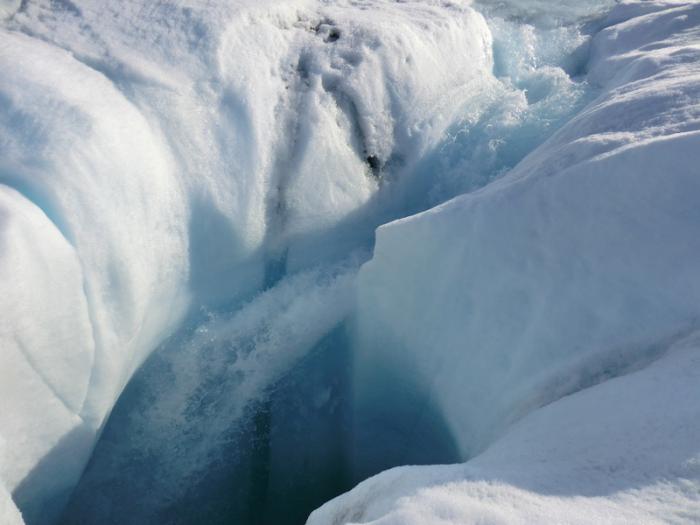 A river of meltwater on the Greenland ice sheet. Photo: Marco Tedesco