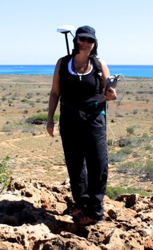 Maureen Raymo with GPS exploring ancient coastlines