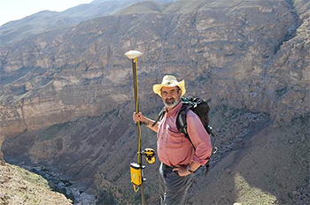 Plank collecting volcanic crystals near the Grand Canyon