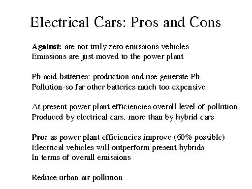 pros cons electric cars