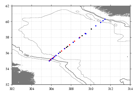 KN147 (black), Meteor 39/4 (blue), and Valdivia 161 (red) crossover stations