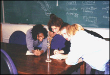 students around galileo thermometer