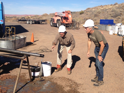 John Geissman and Paul Olsen looking at core